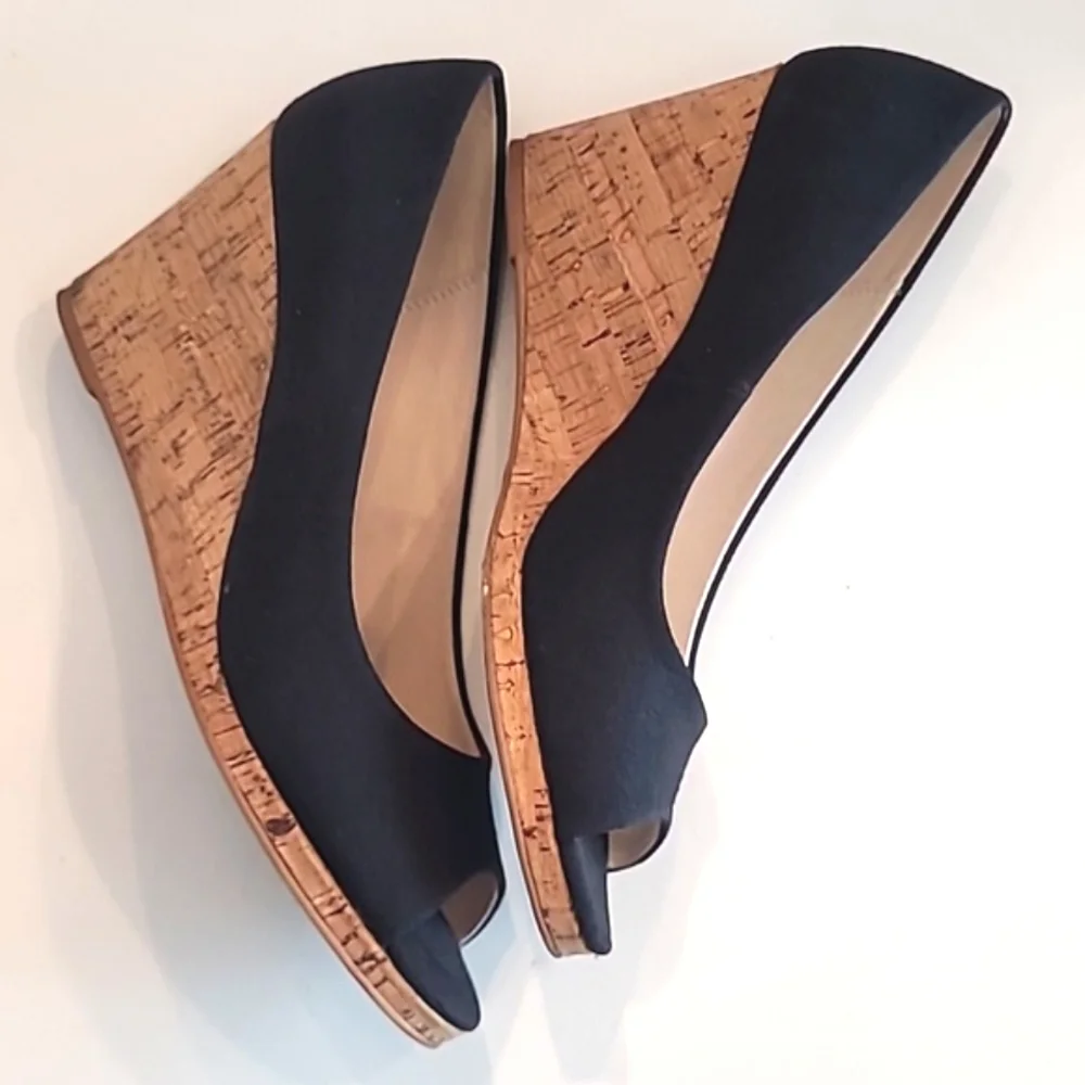 Kelly & Katie Kaydena Wedge Sandals Peep Toe Slip On 3 Inch Heel Canvas Shoes 9